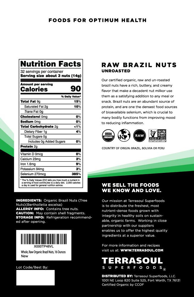 Terrasoul Superfoods Organic Brazil Nuts, 2 Lbs (2 Pack) - Raw | Unsalted | Rich in Selenium