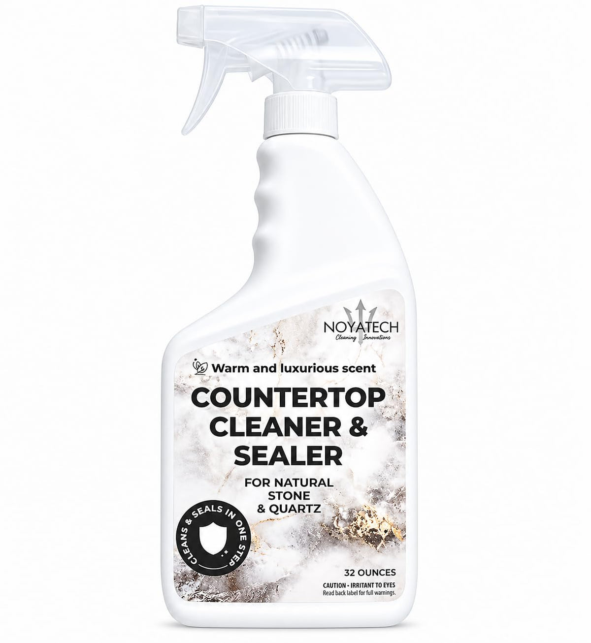 NOYATECH Countertop Cleaner & Sealer - Streak-Free Spray for Granite, Marble & Quartz | Cleans & Protects in One Step | USDA BioBased, Non-Toxic, No
