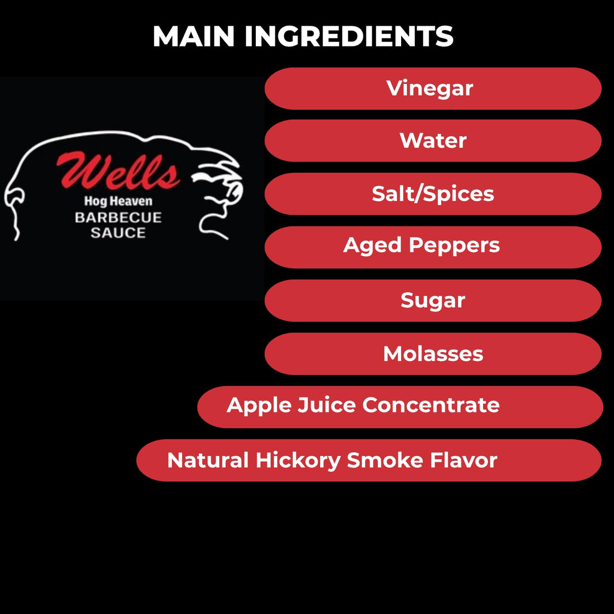 Wells Hog Heaven Barbecue Sauce (16 Fluid Ounces) | Carolina Vinegar Based Barbecue Sauce | No High Fructose Corn Syrup |