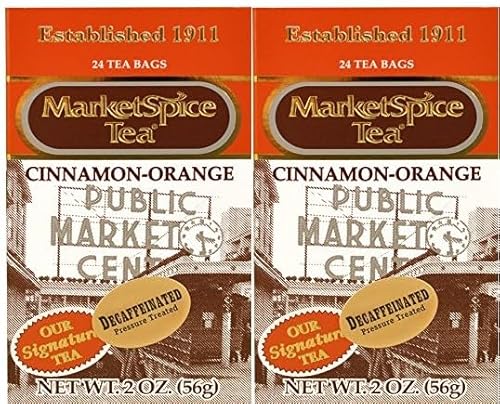 MARKETSPICE DECAFFEINATED CINNAMON-ORANGE TEA- TWO PACK