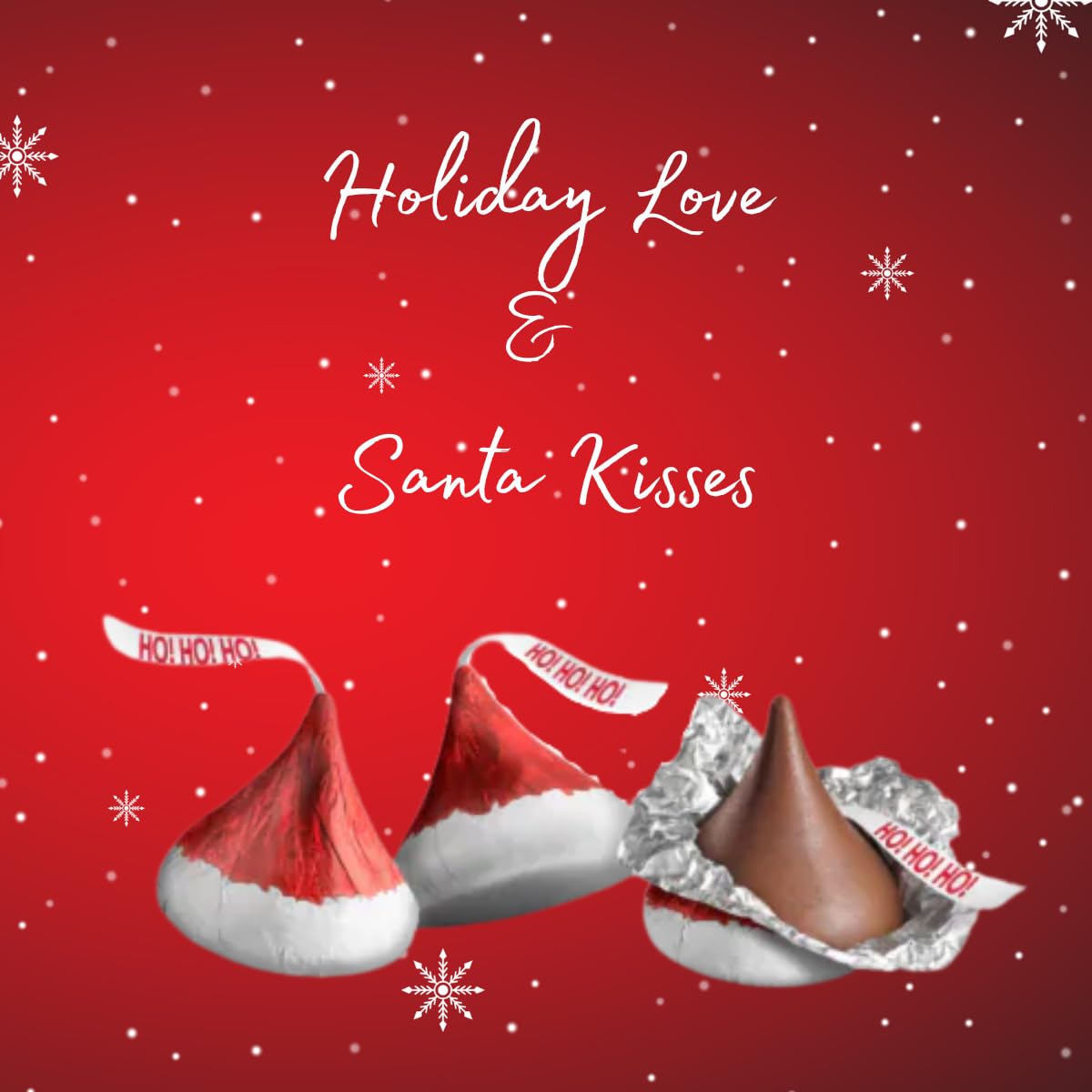 Candykrave Hershey'ss Santa Hat Kisses Milk Chocolate candy - (2LB 180 pcs) - Bulk chocolate Silver Foil Candy variety pack - Delicious Treats