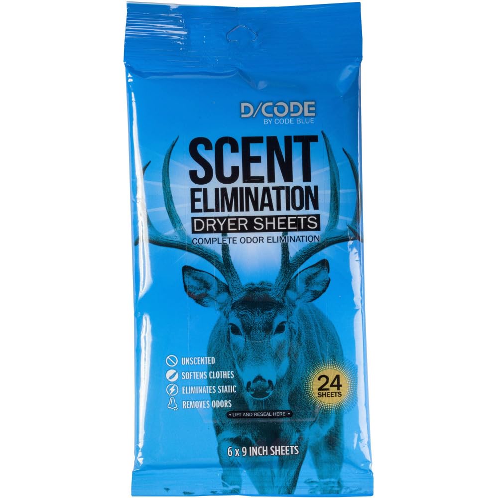 D/CODE by Code Blue Scent Elimination Dryer Sheets, Unscented, 24 Sheets