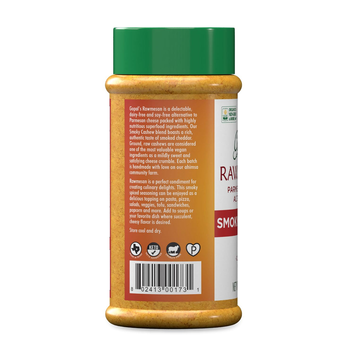 Vegan Nutritional Yeast Seasoning, Gopal’s Smoky Cashew Rawmesan (Parmesan Cheese Alternative) - 8 Ounces | Keto, Whole 30, and Paleo Friendly