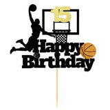 Basketball Happy 15th Birthday Cake Topper-Basketball Themed Birthday Party Cake Decoration-15 Years Birthday Party Supplies (15th)