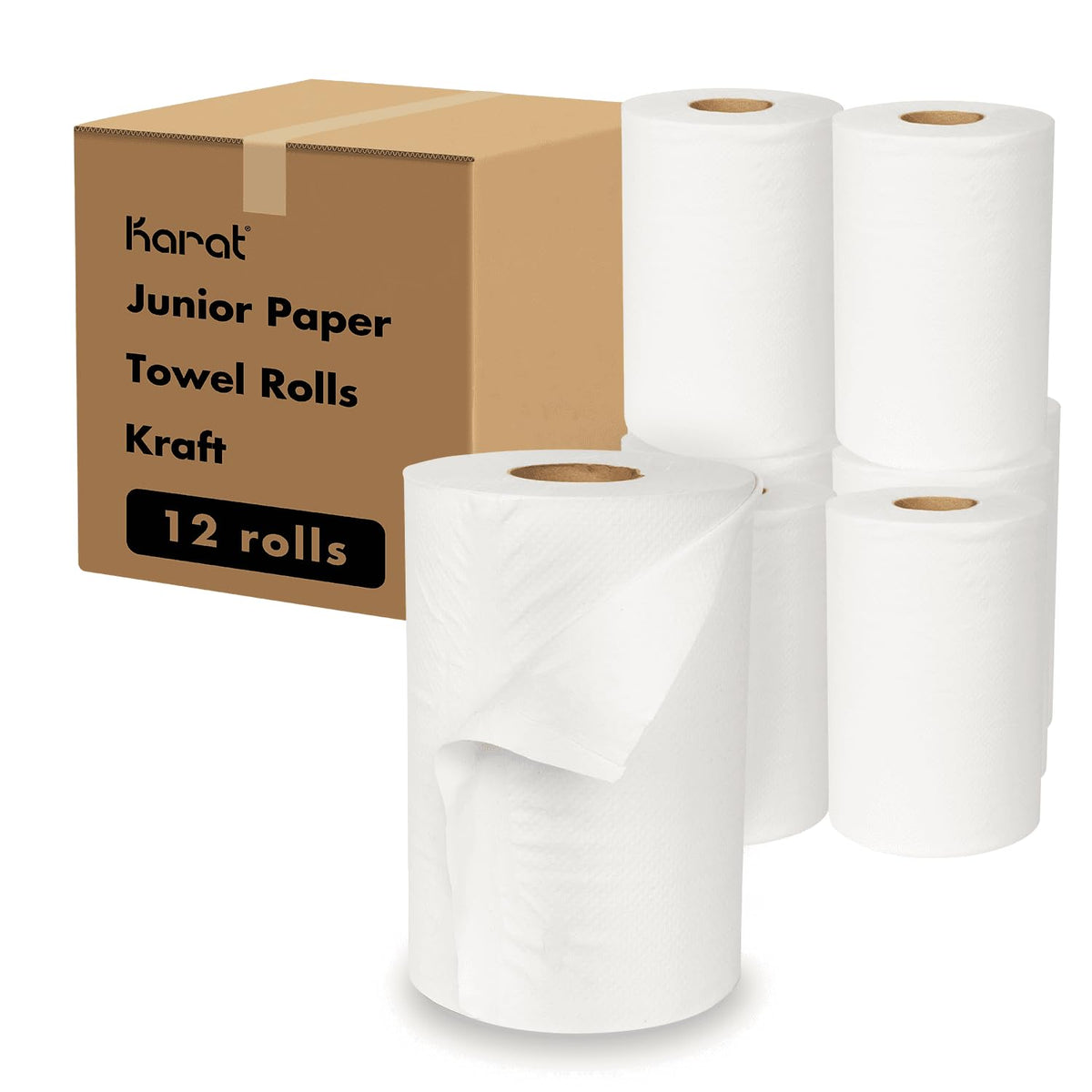 Karat JS-RTW350 Junior Paper Towel Roll, White (Pack of 12)