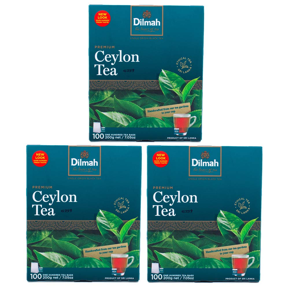 Dilmah Premium 100% Pure Ceylon Tea, 100-Count Tea Bags (Pack of 3)