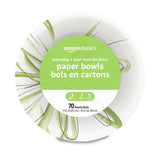 Amazon Basics Everyday Disposable Paper Bowls, 10 oz, Microwave Safe, Soak Proof, White, 70 Count