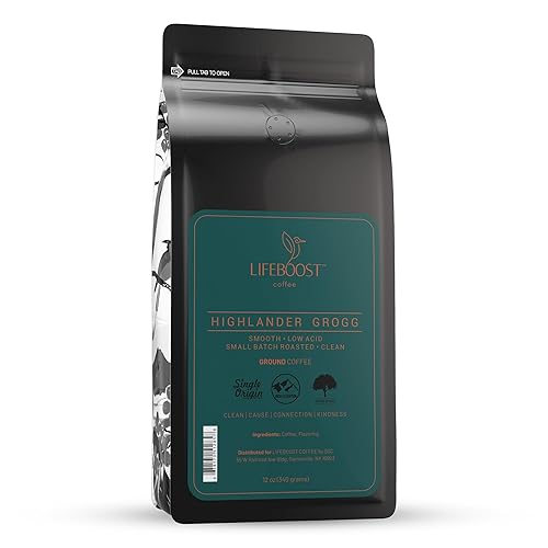 Lifeboost Highlander Grogg Coffee Ground - Low Acid Single Origin Flavored Coffee - Non-GMO Highlander Grogg Ground Coffee Third Party Tested