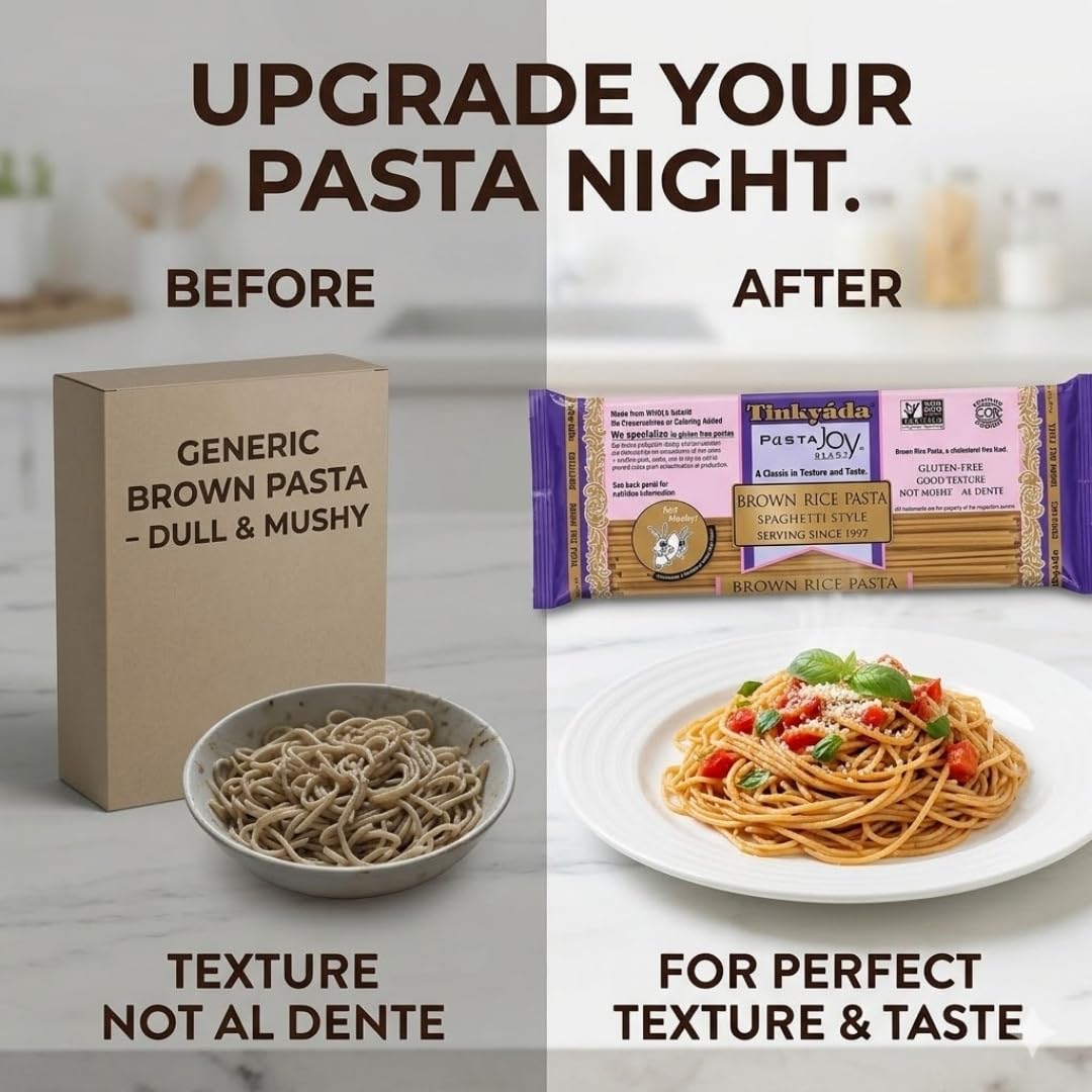 Pasta Brown Rice Spaghetti 16 oz - Pack of 2 - Noodles for Salad and Pantry Staples - Spaghetti Alternative to Egg and Penne