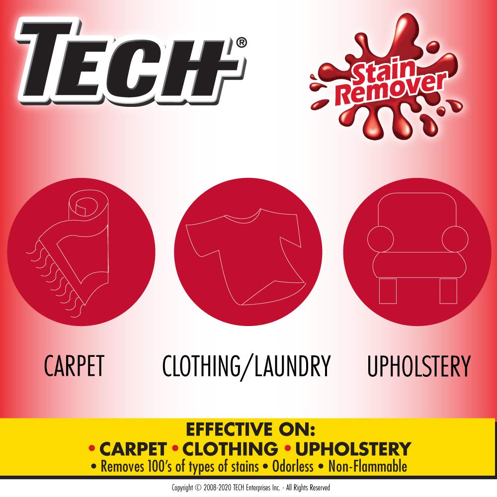 TECH Stain Remover, 24 oz Spray Bottle, 6 Pack, For Carpet, Clothes, Upholstery, and Other Fabrics