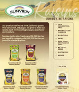 Sunview Jumbo Black Raisins 3-15oz Canisters