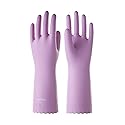 LANON wahoo Skin-Friendly Cleaning Gloves, Dishwashing Kitchen Gloves with Cotton Flocked Liner, Reusable, Non-Slip, Mauve Mist, Medium