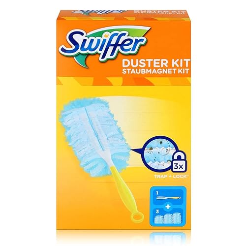 Swiffer Microfibre dust Cleaner Set, 1 Handle and 3 Replacement Pads (Pack of 1x1 Piece)