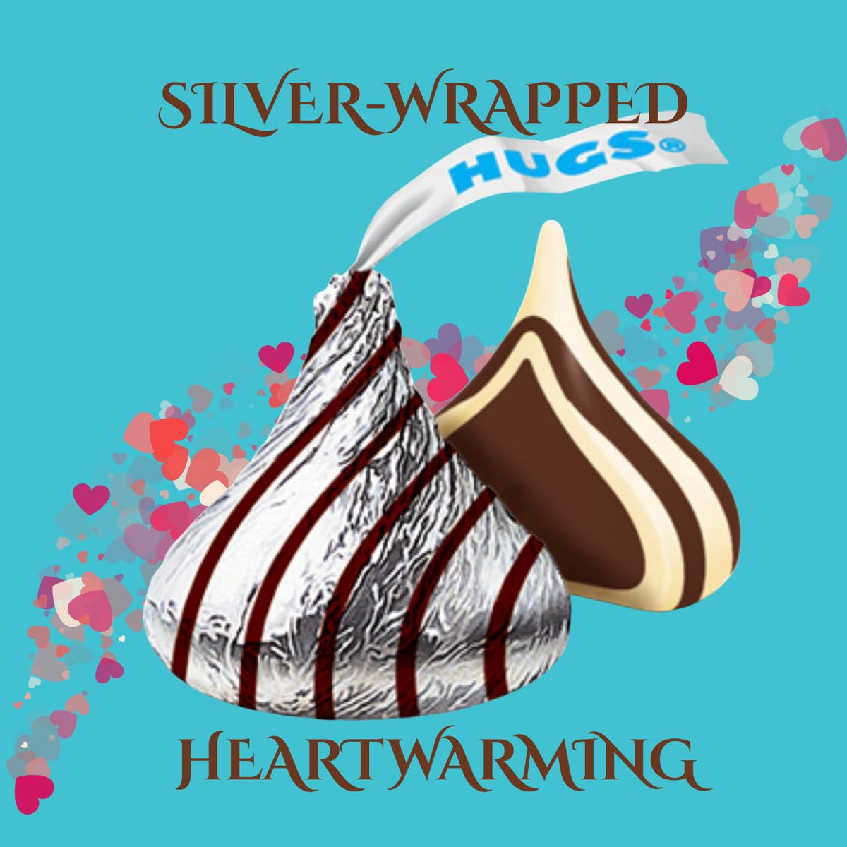 Candykrave Hershey'ss Silver Hugs Kisses Chocolate candy - 1LB (100 pcs) Bulk Halloween Kisses chocolate Candies - Delicious Silver Foil Bulk