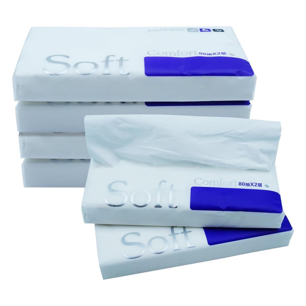 80 Sheets Car Tissue Refills, 6 Bags Travel Size Handbag Tissues, Facial Napkins Fit for Car Visor Tissue Holder, Cylinder, Box Round Container