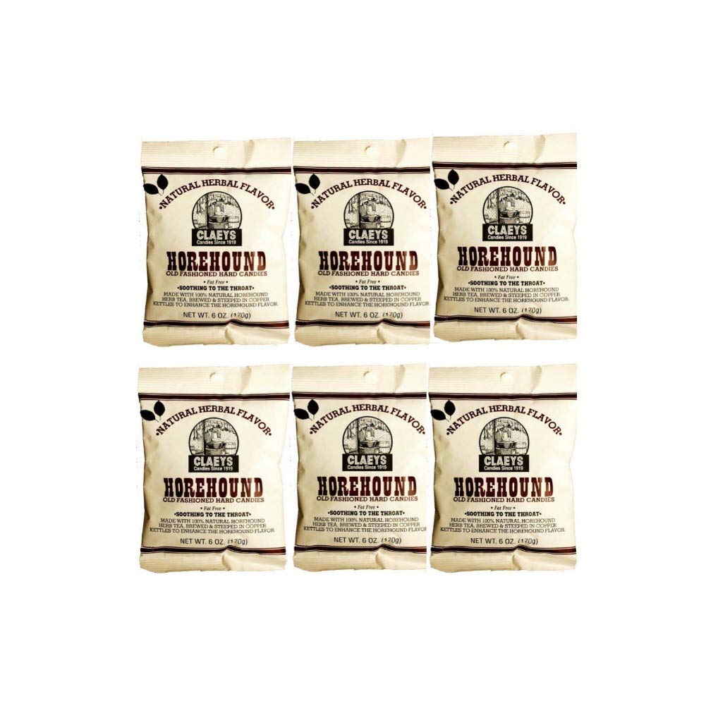 Natural Horehound Old Fashion Hard Candy (Six - 6 oz. bags = 2.25 lbs (36 oz total))