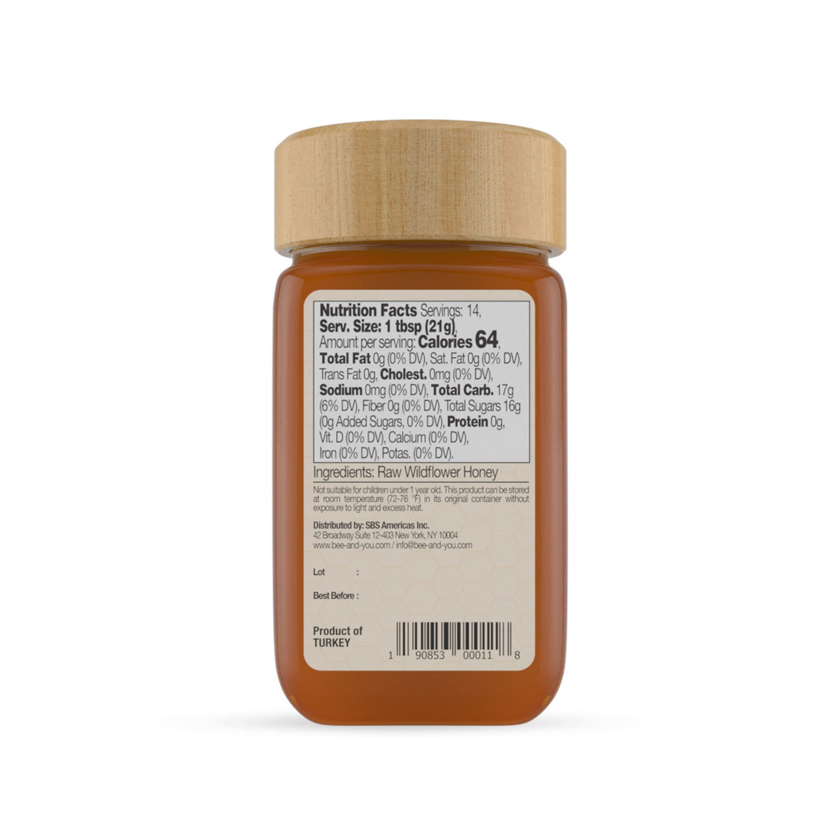 Bee and You Raw Wildflower Honey, 100% Natural, Wildcrafted, Polyflora and Unprocessed, Active Enzymes, Antioxidants, OU Kosher, Paleo, Gluten-Free