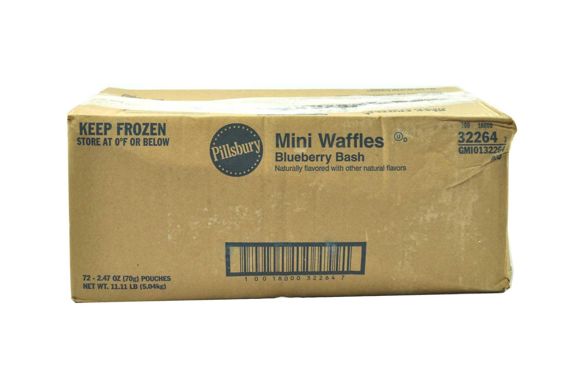 Pillsbury Blueberry Bash Mini Waffles, 2.47 Ounce -- 72 per case.