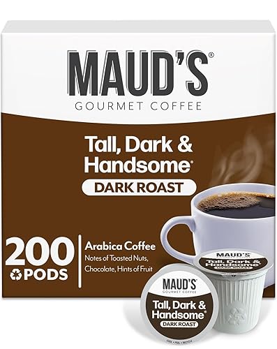 Maud's Dark Roast Coffee Pods, 200ct, Single Serve Pods - 100% Arabica Coffee, Compatible with Keurig K Cups Maker