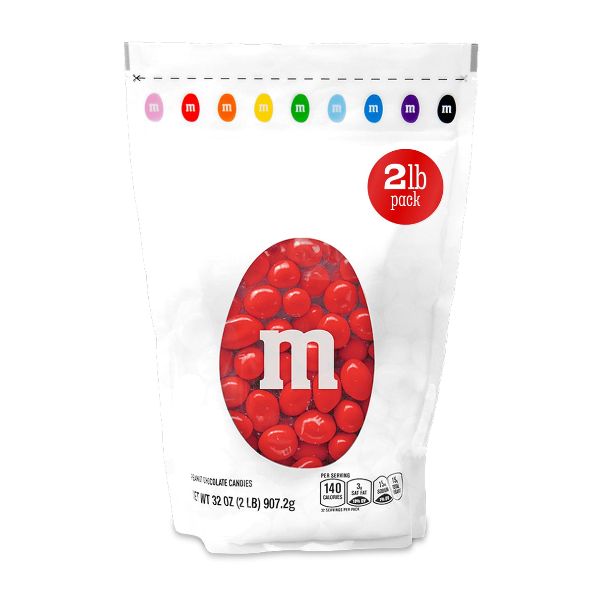 M&M'S Red Peanut Chocolate Candy, 2 lb Bulk Resealable Bag