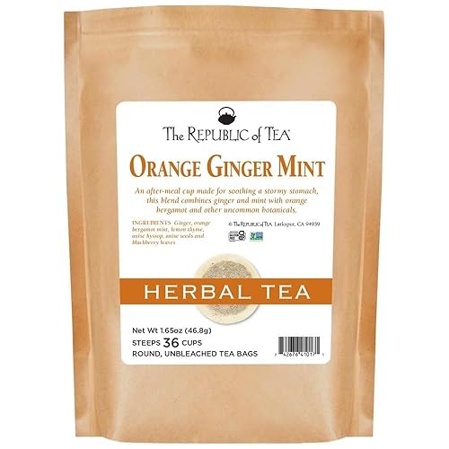 The Republic of Tea - Orange Ginger Mint Tea, 36 Tea Bags Caffeine-Free Gourmet Herbal Tea