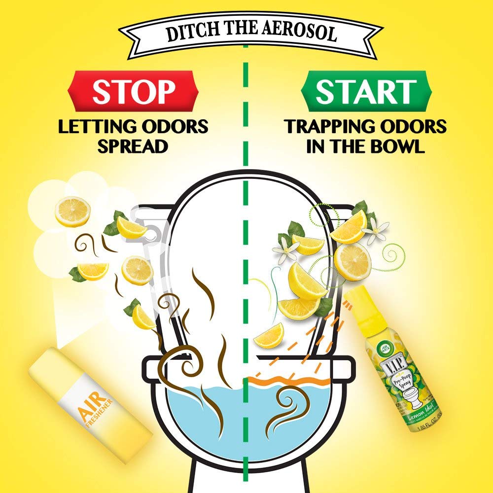 Air Wick V.I.P. Pre-Poop Toilet Spray | Rosy Starlet Scent | Contains Essential Oils | Travel Size Air Freshener | Up to 100 uses - 1.85 Ounce (Pack