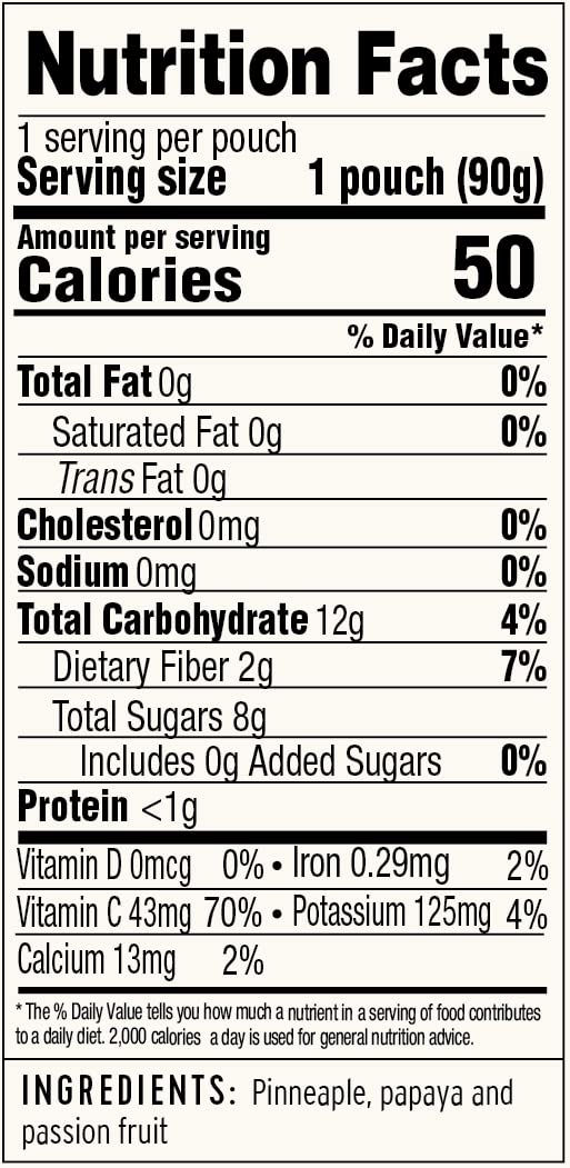 Golden Farms Tropical Pouches, Low Ingredient Healthy Snacks (Pack of 12), 100% Pure Fruit, No Added Sugar, Vegan, Gluten-Free, Kosher, Non-GMO