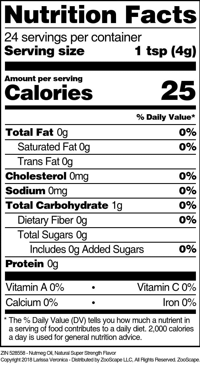 Nutmeg Oil, Natural Super Strength Flavor (4 oz, ZIN: 528558)