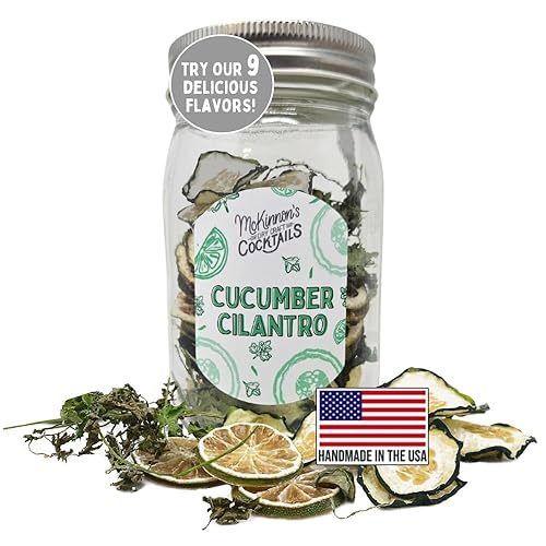 McKinnon’s Dry Craft Cocktails Dehydrated Fruits and Herbs, DIY Mixology, Infusion Kit, Mason Jar Serves 8 - 16 Drinks (Cucumber Cilantro, 1 Jar)