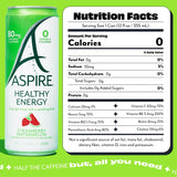 ASPIRE® Healthy Energy Drink with Low Caffeine, No Sugar, Carbs, and Keto Friendly Pack - Strawberry Watermelon, 12 Pack