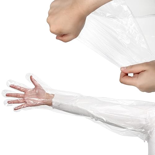 Patelai 50 Count Disposable Dressing Gutting Gloves, White, Unisex