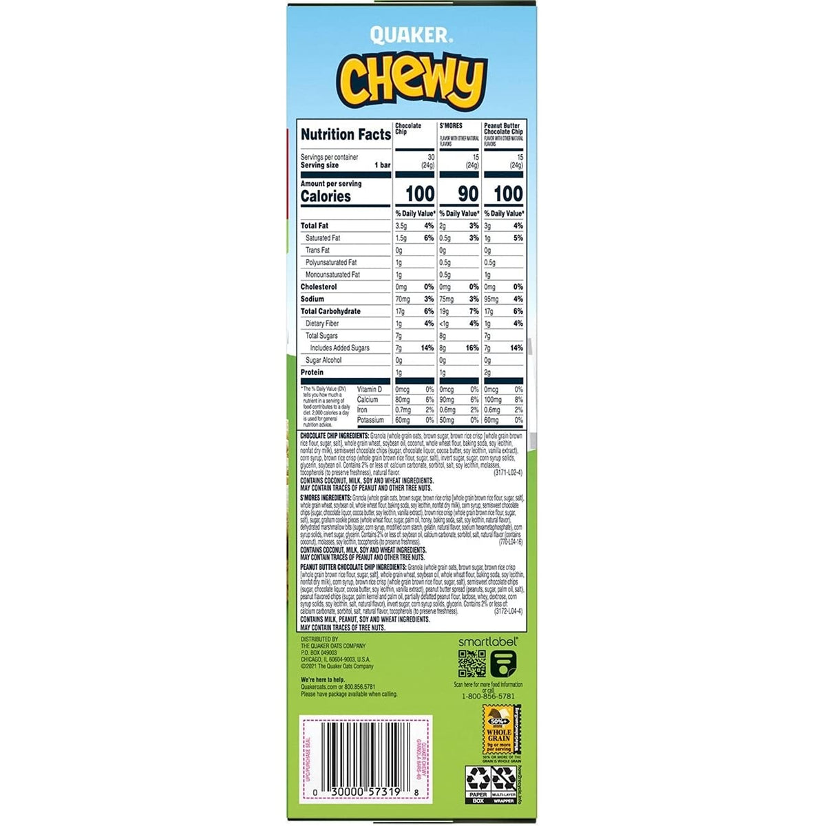 Quaker Camp Chewy Granola Bars Variety Pack (60 Count)