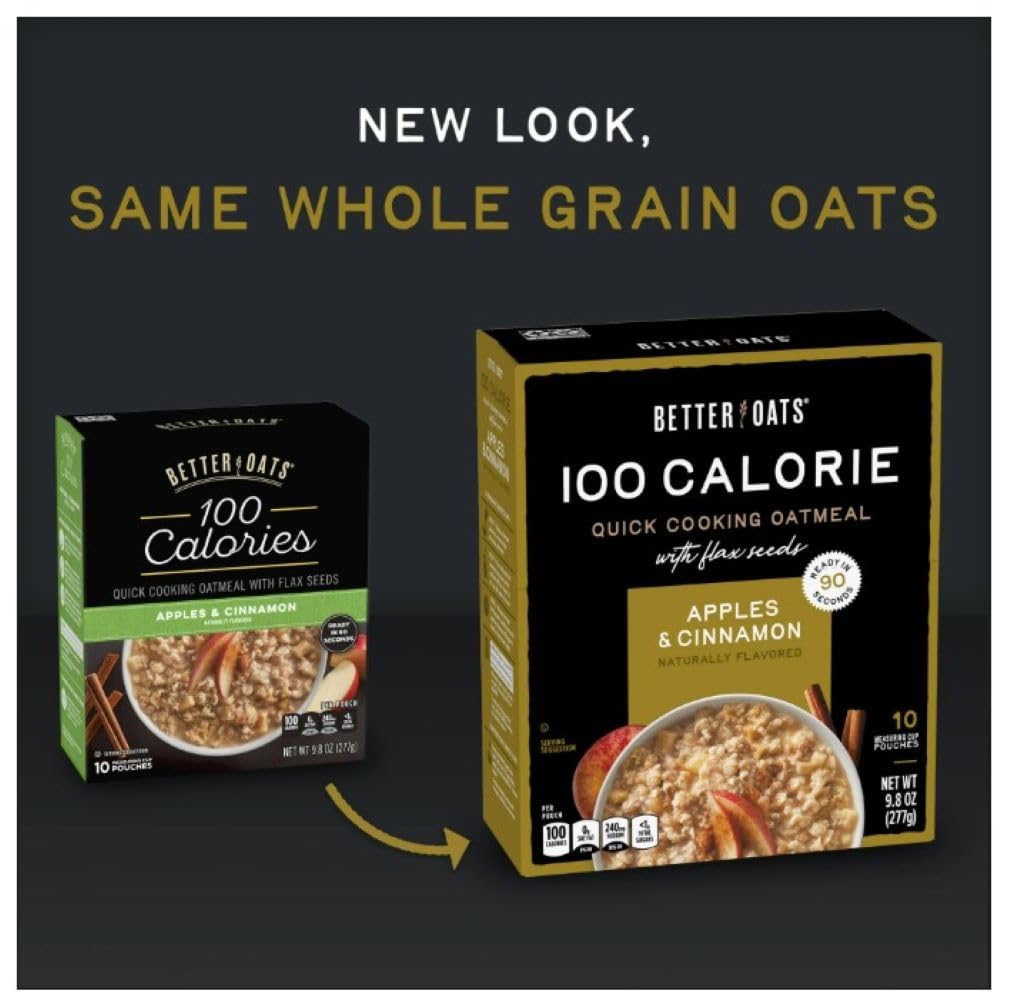 Better Oats Instant Oatmeal Apples & Cinnamon 9.8 ounce ( Pack of 3 )