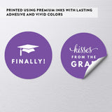 Andaz Press Chocolate Drop Labels Stickers Trio, Funny Graduation, Purple, 216-Pack, Fits Kisses Party Favors