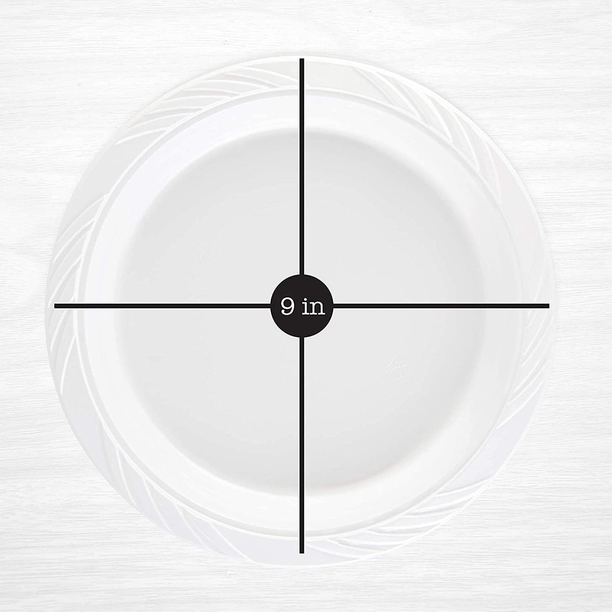 Nicole Fantini 9'' inch Round Plastic Plates Microwaveable, Disposable, White, Dinnerware - 300 Count