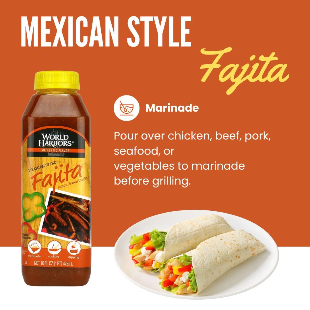 World Harbors Fajita Marinade and Sauce Mexican Style 16 OZ (Pack of 24)