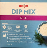 Meijer DILL Dip Mix 2 Packets Included 5 Minute Prep