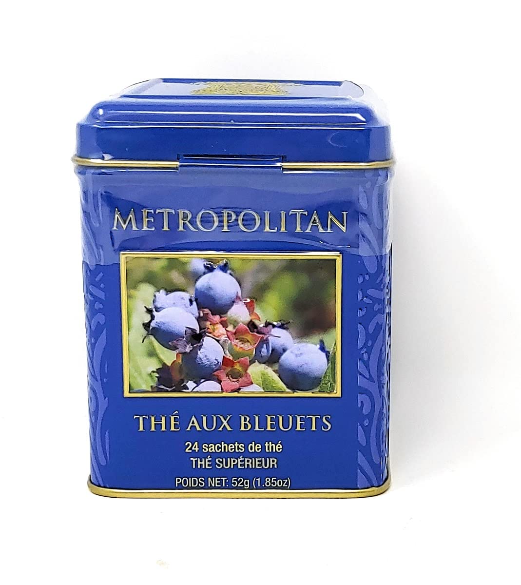 Wild Blueberry Black Tea by Metropolitan 24 Bags in Decorative Tin