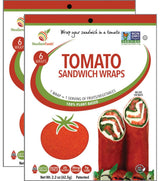 Tomato Sandwich Wraps (Two-Pack) - Plant-Based, Gluten-Free, Low-Calorie Wraps Made with Real Tomatoes - Non-GMO, Vegan, Paleo-Friendly Bread