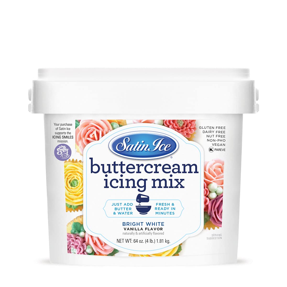 Satin Ice Bright White Buttercream Icing Mix For Cake Decorating (2 Pounds)
