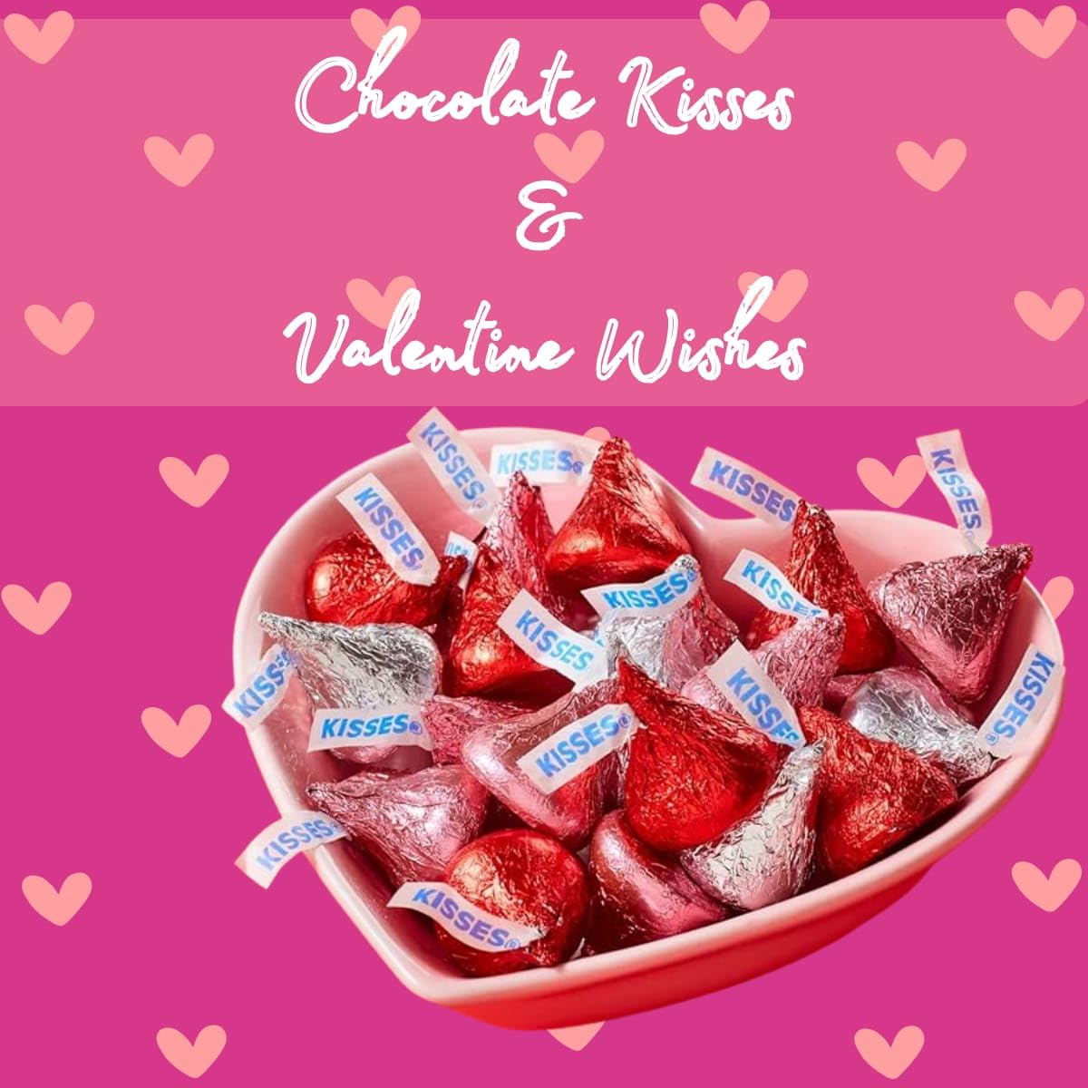 Candykrave Hershey'ss Kisses Valentine Colors Milk Chocolate candy - 2LB (200 pcs) - Bulk chocolate Red, Pink & Silver Foil Candy - Delicious Treats
