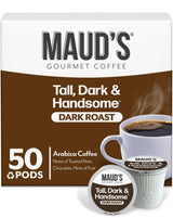 Maud's Dark Roast Coffee Pods, 50ct, Single Serve Pods - 100% Arabica Coffee, Compatible with Keurig K Cups Maker