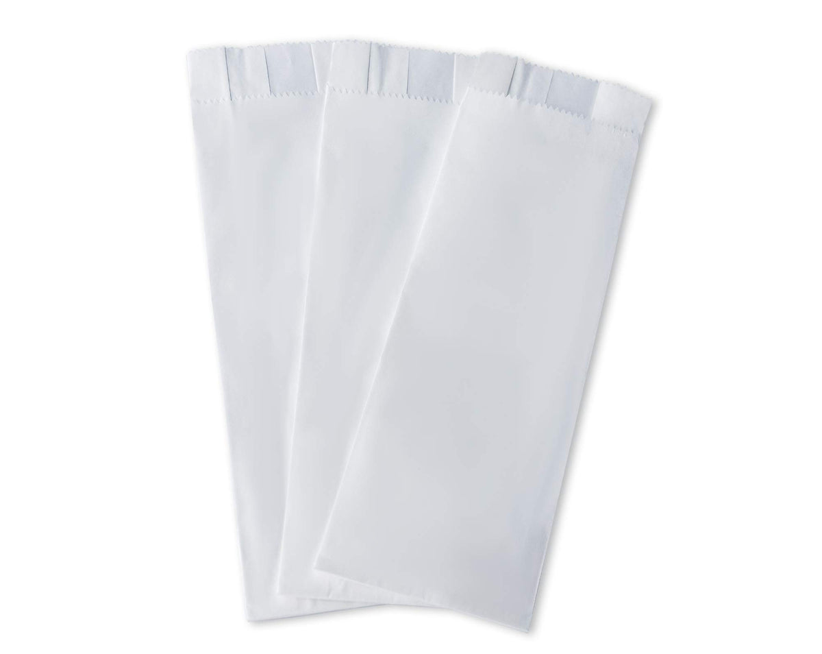 100 Pack 100% White Kraft Paper Bags, 2.75 x 10 inches White Plain Bag Kitchen Cutlery Utensils Holder (Box of 100 pcs)