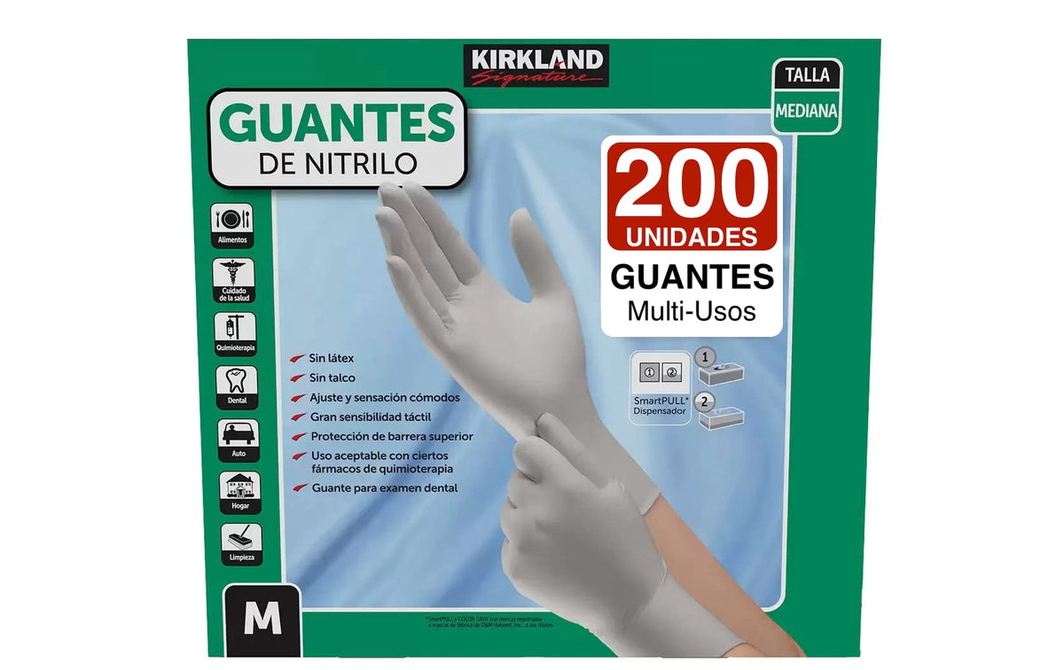 Kirkland Signature Nitrile Gloves, Box of 200, Medium for Health Care, Food Service, Home other uses.