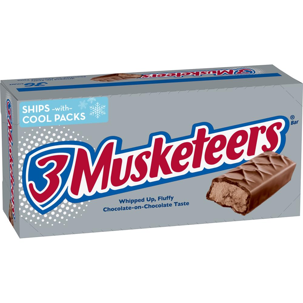 3 MUSKETEERS Milk Chocolate Candy Bars, Full Size, 36 Ct Bulk Candy Box