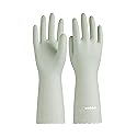LANON wahoo Skin-Friendly Cleaning Gloves, Dishwashing Kitchen Gloves with Cotton Flocked Liner, Reusable, Non-Slip, Canary Green, Medium