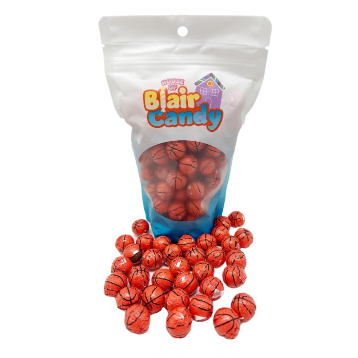 Chocolate Covered Basketballs - 1 LB Resealable Stand Up Bag (approx. 80 pieces) - Individually Wrapped Milk Chocolate Basketballs - Bulk Party Filler