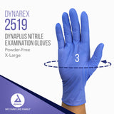 Dynarex DynaPlus Nitrile Exam Gloves, Powder Free, XLarge, 1 Box of 180 Gloves