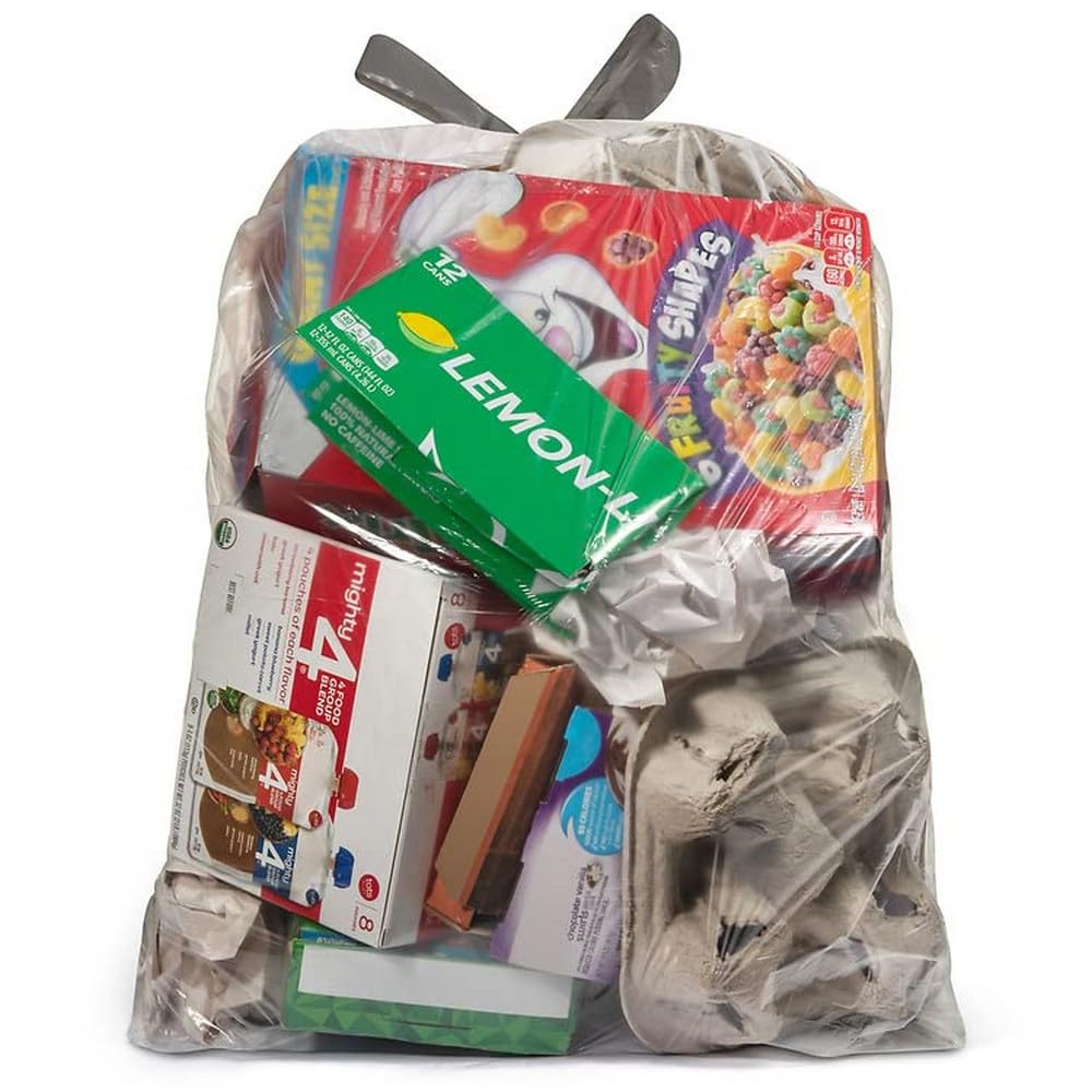 Ultrasac 13 Gallon 0.69 MIL Clear Drawstring Trash Bags - 24" x 27" - Pack of 60 - For Home, Kitchen, Bathroom, & Office