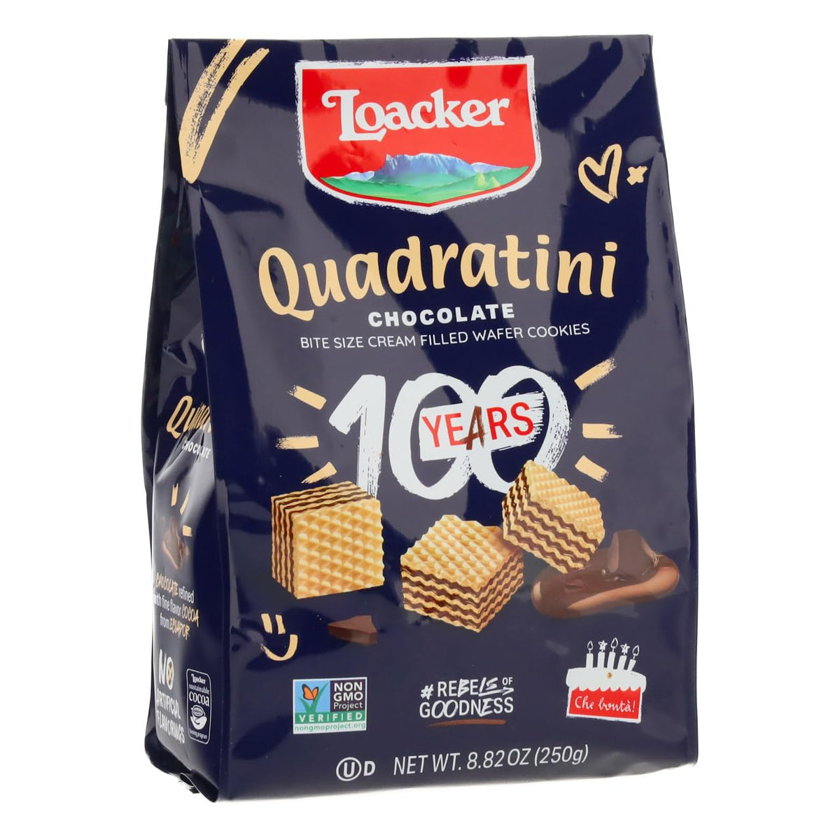 Loacker Quadratini, Chocolate Wafer Cookie, 8.82 Ounce Pack